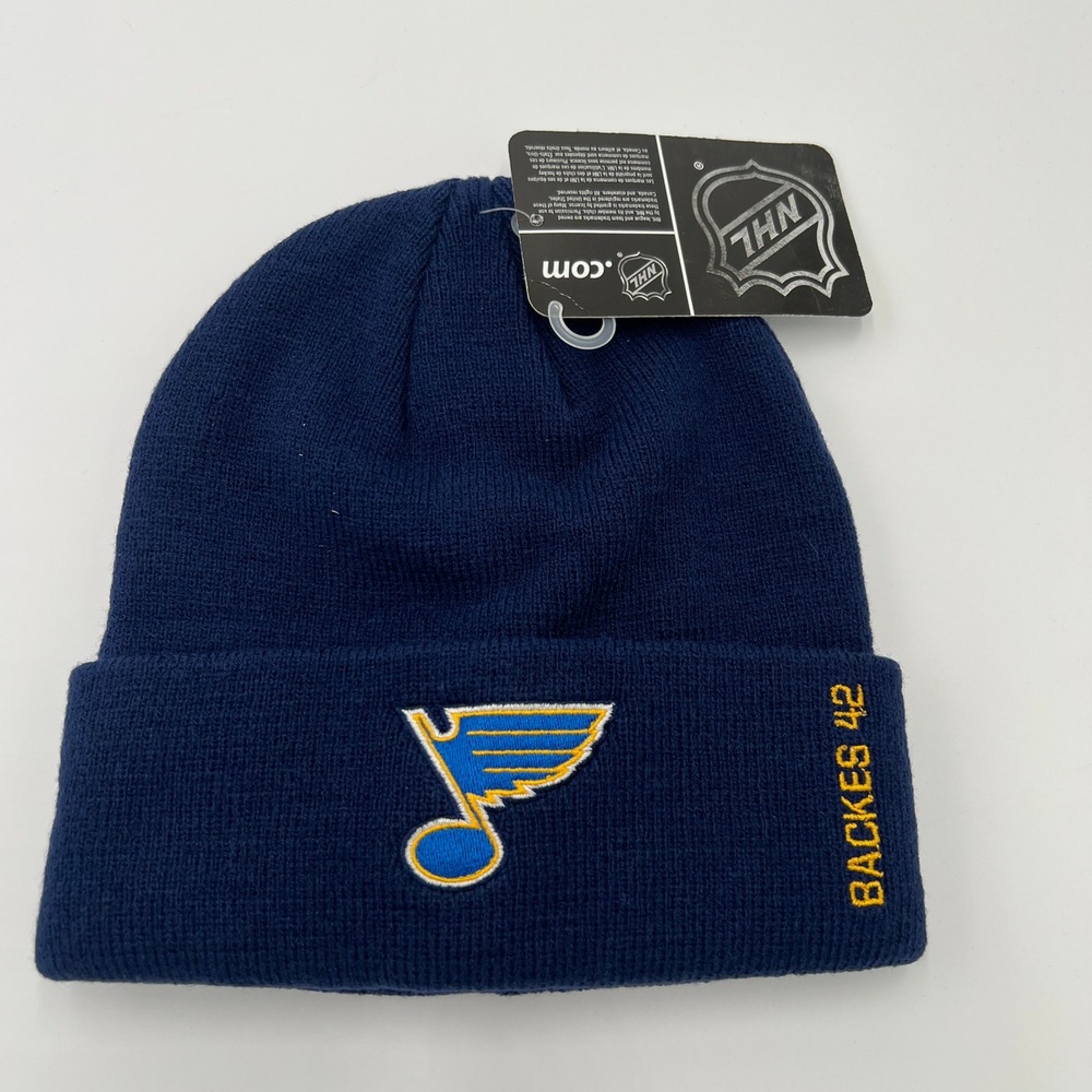 NHL‎ St Louis Blues David Backes 42 Navy Blue Knit Beanie Hat OSFM